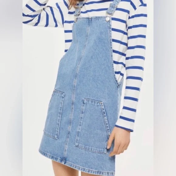 Topshop | Dresses | Topshop Moto Denim Overall Mini Dress | Poshmark